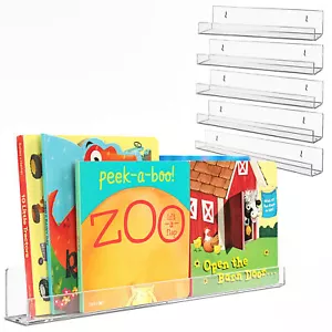 7Penn Floating Book Display Shelves - 6pk 15in Clear Acrylic Shelves for Wall - Picture 1 of 8