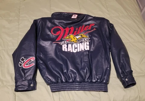 Vintage Jeff Hamilton Rusty Wallace Nascar Miller Racing  leather jacket Large Cover
