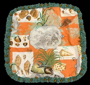 Paar große Vintage Pierre Frey Paris Wassermann Küste Muscheln Kissenbezüge - Bild 1 von 14