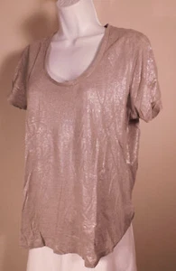 J CREW Mujer Plateado Metálico Lino Tejido Mangas Cortas Cuello Redondo Cuadrado T - S... - Imagen 1 de 5