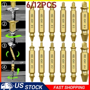 6/12× Broken Bolt Remover Fast Damaged Screw Extractor Speed Out Drill Bits Tool - Picture 1 of 13