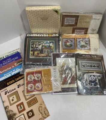 Cross Stitch Needlepoint Big Lot Kits Frames Pattern Books Read Description - Image 1 of 4