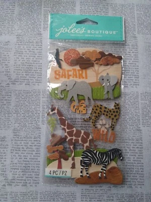 Pegatinas para álbumes de recortes Jolee's SAFARI animales vida silvestre cebra jirafa elefante Foto 1 de 2