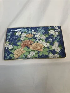 Echo San Francisco Takahashi Hand Decorated Blue Floral Porcelain TRAY Japan VG - Picture 1 of 10