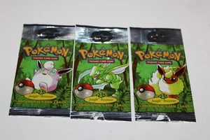 Set 3 Empty 1999 Pokemon Jungle Booster Hanging Wrappers unlimited CCG Flareon - Picture 1 of 5