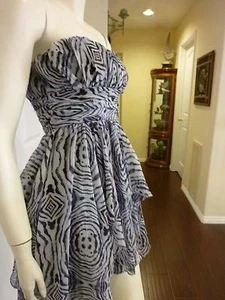 SEXY STRAPLESS HOLIDAY CHIFFON HIGH LOW DRESS-PROM / BRIDESMAID GOWN-BOLD PRINT  - Picture 1 of 11