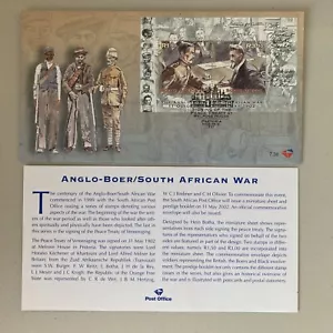 Copertina primo giorno Sudafrica FDC 31.5.2002 guerra boera trattato di pace foglio miniatura - Foto 1 di 4