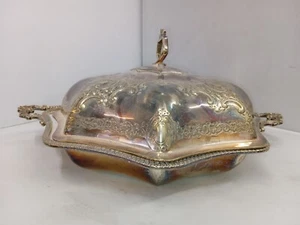 Silver Hexagonal Serving Dish with lid Ornate Antique 944 Hallmarked - Picture 1 of 19
