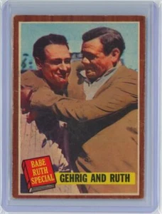 1962 Topps Babe Ruth and Lou Gehrig Gehrig and Ruth #140a Vintage Baseball HOF - Picture 1 of 2