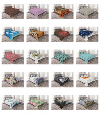 Quilted Bed Cover Decorative Bedspread Coverlet Set with Shams by Ambesonne