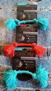 Juguetes para perros Playology Dri-Tech cuerdas mantequilla de maní/carne aroma natural pequeño a 15 libras - Imagen 1 de 2