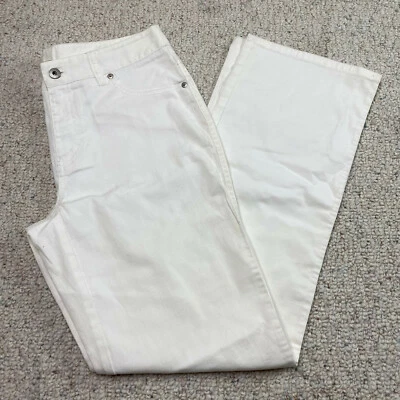 Jeans feminino Sigrid Olsen tamanho 4 branco jeans perna reta elástica cintura média casual - Imagem 1 de 4