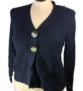 Jm Collection PL NWT Intrepid Blue Two-Button Cardigan Sweater Cool Hues - Picture 1 of 13