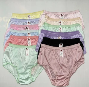 Lot12 Nylon Panties Briefs Bikini Knickers Lace Vintage Panty Lacy Underwear (L) - Picture 1 of 12