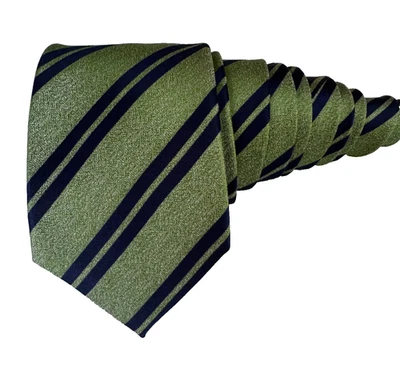 Мужской галстук SARAR 100% шелк ~ узор зеленая полоса ~ сделано в Италии! 3,0 Вт x 58 л - Изображение 1 из 4