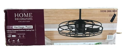 Home Decorators Heritage Point 25" Matte Black Fandelier Ceiling Fan with Remote - Image 1 of 4