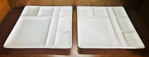 Crate & Barrel Square White Fondue Sushi Plate Dish 9” Lot Set Of 2 EUC - Picture 1 of 13