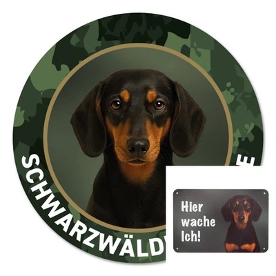 Schwarzwälder Bracke Autoaufkleber, Zaunschild "Hier wach ich" Hundeschild - Bild 1 von 4