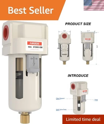 3/8" NPT Water Separator Air Dryer - Filters Moisture & Impurities Effectively - Image 1 of 4