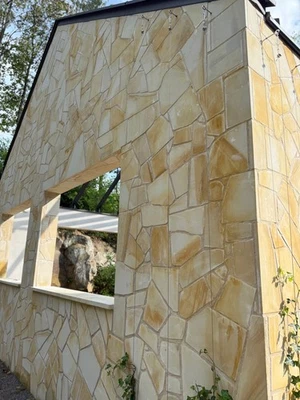 20m2 Polygonalplatten Bruchplatten Sandstein 2cm Terrassensteine naturstein gelb - Bild 1 von 4