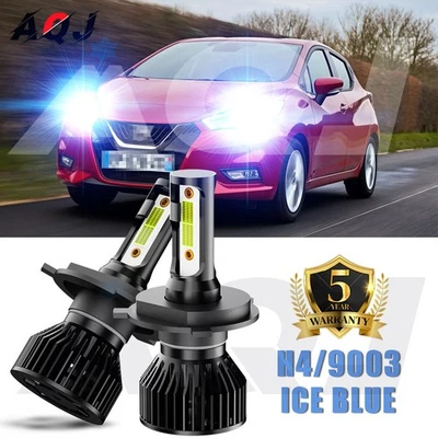 9003 LED 8000K Ice Blue Headlight Bulbs High/Low Beam For Nissan Micra 1984-2018 Foto 1 de 4