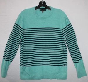 Banana Republic Men's Cotton Blend Crewneck Sweater Green Striped Size Medium - Picture 1 of 12