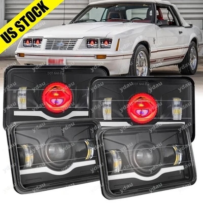 Faros LED de 4x6 pulgadas para Ford LTD Crown Victoria 1987-1991 alto/bajo DRL rojo 4 piezas Foto 1 de 4