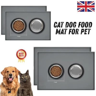 Pet Feeding Mat Waterproof Non Slip Food Bowl Placemat for Dogs Cats Silicone UK - Image 1 of 4