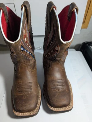 Botas de Vaquero Patrióticas/Bandera VentTek Marrón Ariat Quickdraw para Niños Talla 9 Foto 1 de 4