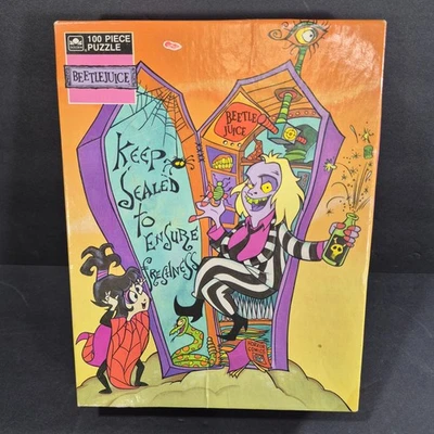 Rompecabezas de 100 piezas serie de dibujos animados Beetlejuice 1990 dorado vintage RARO completo Foto 1 de 4