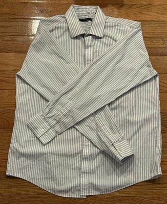 Sean John Men’s Blue/Yellow Stripe Dress Shirt 17 36/37 - 100% Cotton - Image 1 of 4