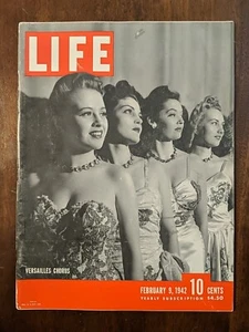 Life Magazine February 9, 1942 WW2 Versailles Chorus, GOOD CONDITION - Foto 1 di 2