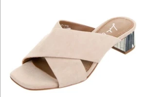 Sandalias Lola Cruz Beige Nude Gamuza Cruzadas Tacón Bajo Toboganes 7 - Imagen 1 de 10