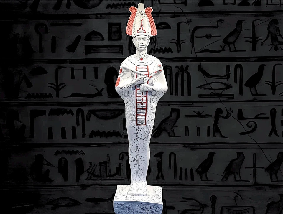 Pedra de mármore branco Deus Osíris Senhor dos Mortos estátua feita à mão, estátua única A - Imagem 1 de 4