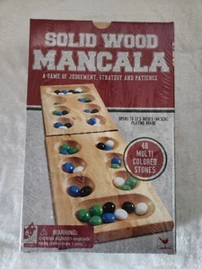 SOLID WOOD MANCALA GAME, BRAND NEW, STILL WRAPPED IN ORIGINAL PLASTIC - Picture 1 of 2