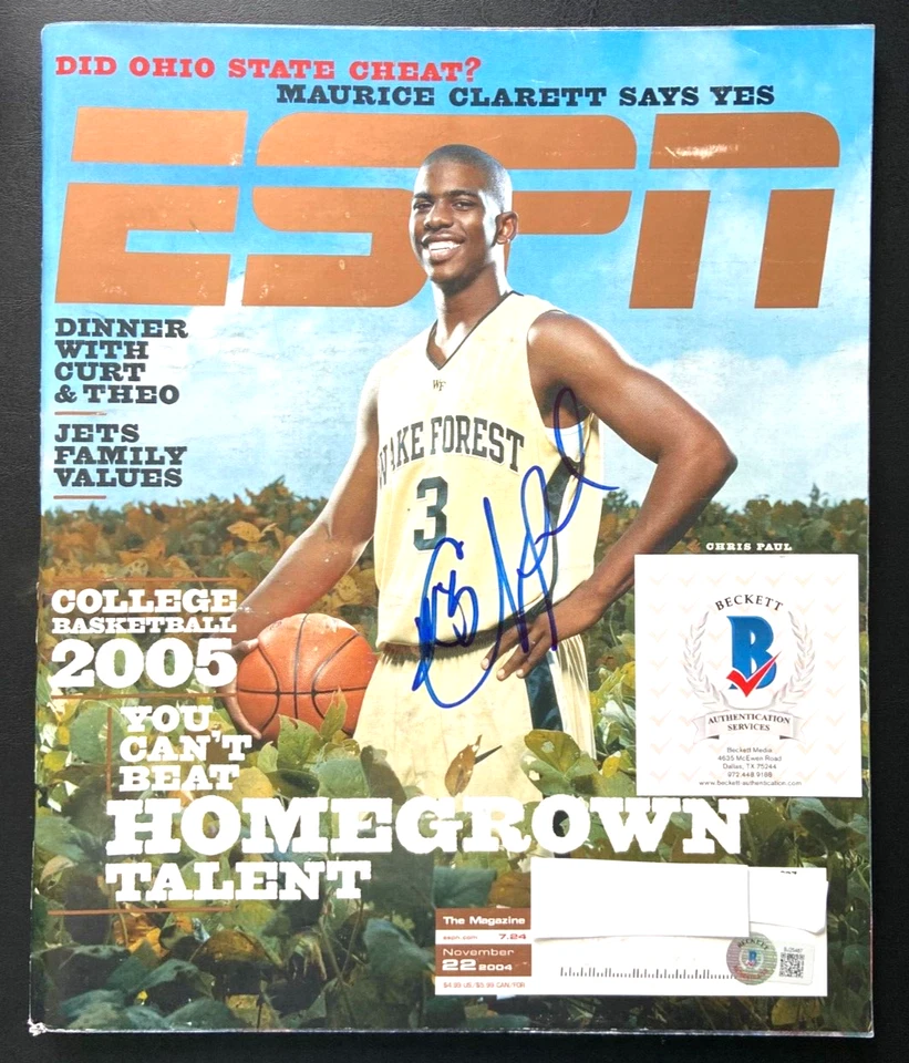 CHRIS PAUL FIRMADO ESPN LA REVISTA NBA WAKE FOREST SAN ANTONIO SPURS EE. UU. BAS Foto 1 de 4