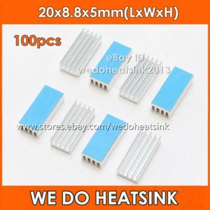 100pcs 20x8.8x5mm IC CPU White Heat Sink Heasink With Adhesive Double Sided Tape - Picture 1 of 7