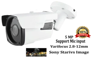 5MP IP Bullet Camera 2.8-12mm Varifocal Lens IR Distance PoE Starlight H.265 MIC - Picture 1 of 6