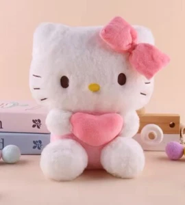 22 cm Hello Kitty süßes Spielzeug rosa Herz Sanrio Kinder weiches Plüschkissen Katze Tier - Bild 1 von 3