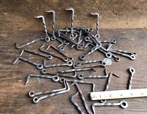 Antique NOS Hand Forged 3 - 3.5" Twisted Iron Door Latch Hook Barn ~ Gate Hrdw Cover