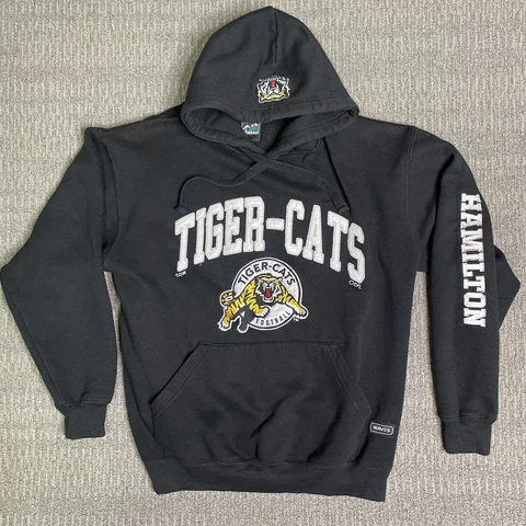 Hamilton Tiger Cats CFL Football Cotton Hoodie Sweater Pouncing Logo Mens Medium Cover