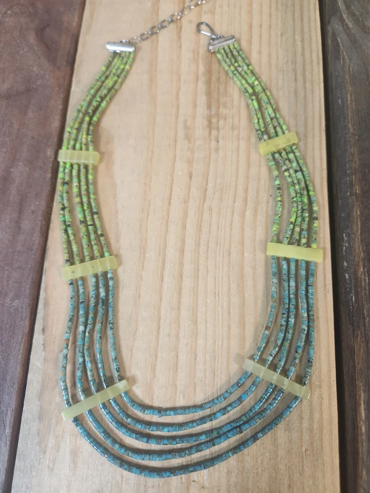 Collar Serpentina Jay King Plata Esterlina Azul Verde Turquesa Cuentas 5 Hilos Foto 1 de 1