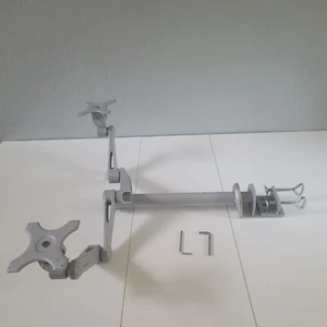 Silver Dual Monitor Computer Desk Mount - Picture 1 of 12