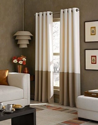 Curtainworks Kendall Curtain Panel 84 inch White/Dark Grey  - Image 1 of 2