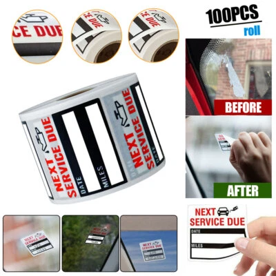 100x Oil Change Service Reminder Clear Stickers Auto Window Labels Accessories - Image 1 of 4