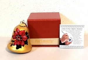 Pier 1 Imports 2016 Li Bien Poinsettia Flower Hand Painted Bell Ornament w/Box - Picture 1 of 8
