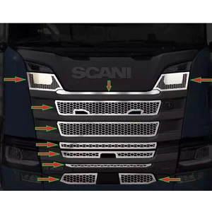 Kühlergrill Zierleisten für Scania R-Series 2017-25 passt mit Nebelscheinwerfern - Bild 1 von 2