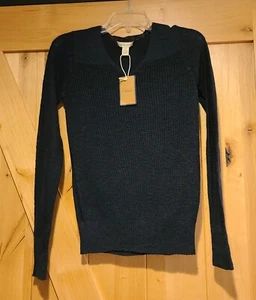New! G.H. Bass Men's Size S Long Sleeve Cadet Navy Blue Sweater Knit V Neck - Picture 1 of 11