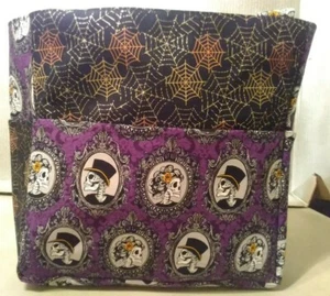 skeleton portraits profiles spiderwebs man wife purse project bag handmade - Picture 1 of 8