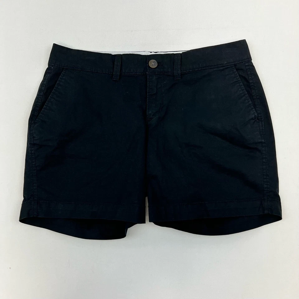 Old Navy Womens Chino Shorts Black Pocket Solid India Zip Cotton Blend Petites 4 - Image 1 of 4